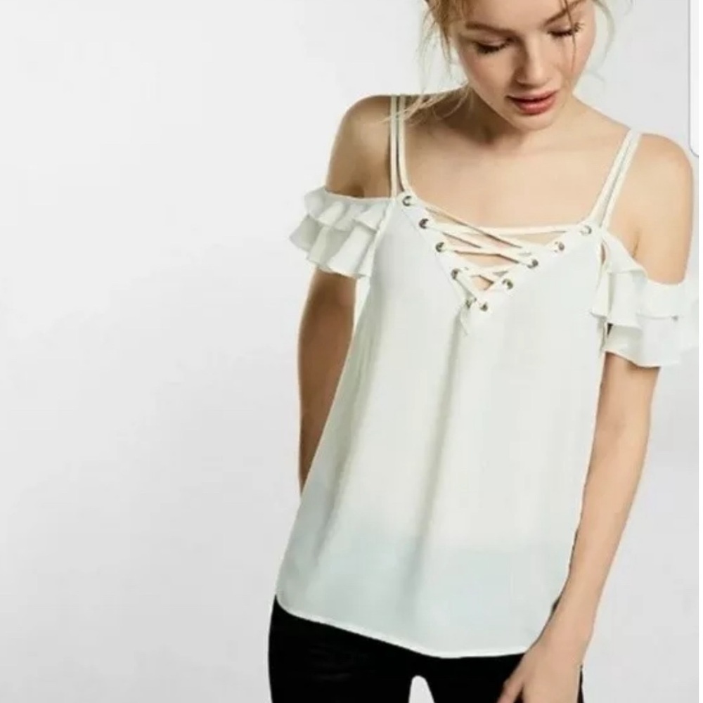 Express Delicate Pink Sheer Off Shoulder Blouse Size Small